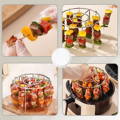 Air Fryer Skewer Rack Rotating 24 Skewers Stainless Steel