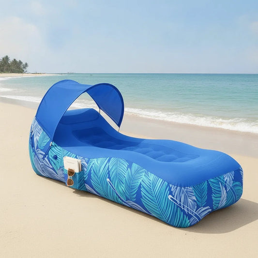 Air Mattress Self-Inflating Integrated Sunshade & Side Pockets