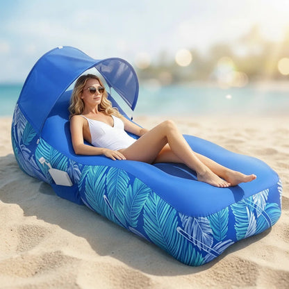 Air Mattress Self-Inflating Integrated Sunshade & Side Pockets