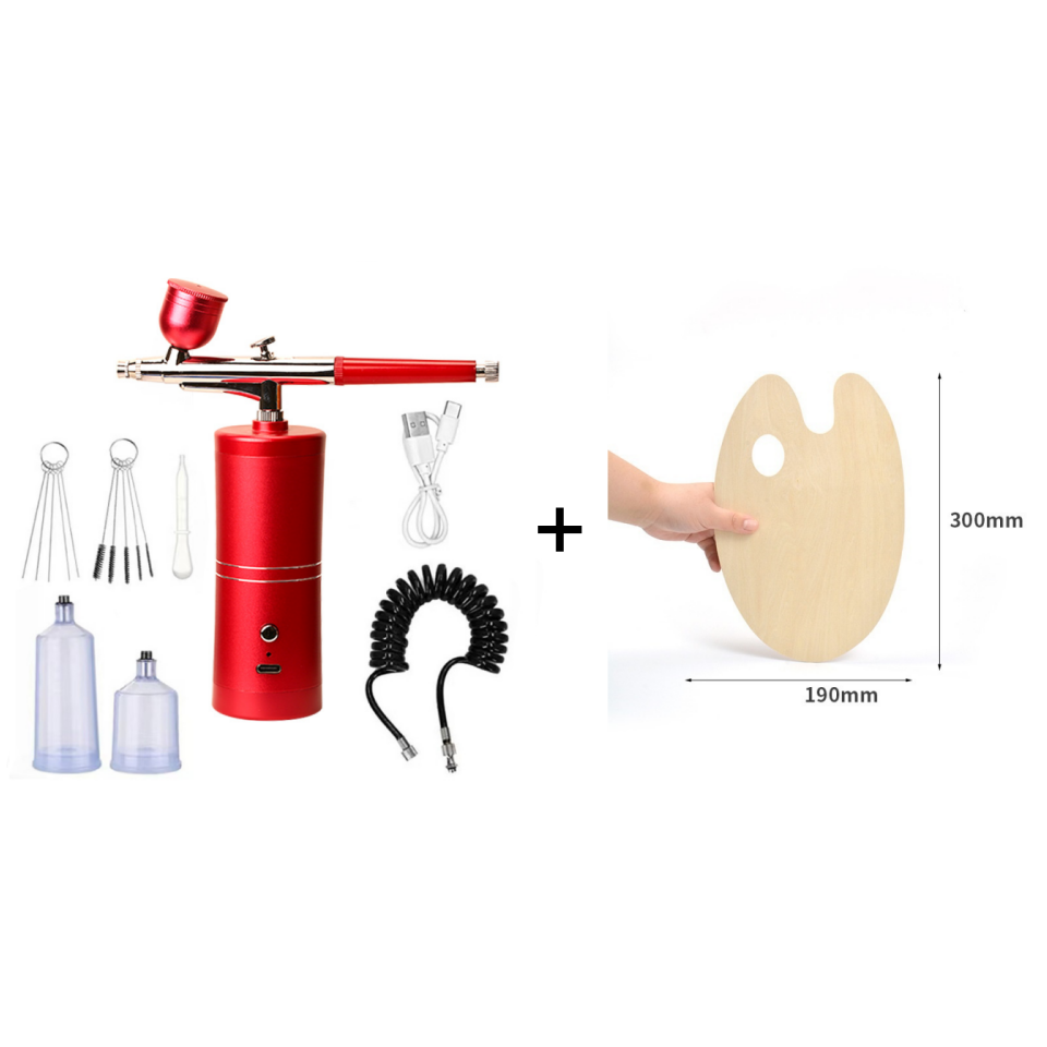 Airbrush Gun Cordless Rechargeable 3 Interchangeable Nozzles