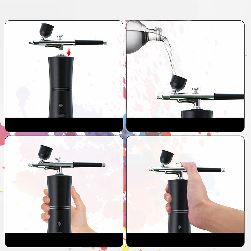 Airbrush Gun Cordless Rechargeable 3 Interchangeable Nozzles