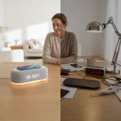 Alarm Clock 15W Wireless Charging LED Display