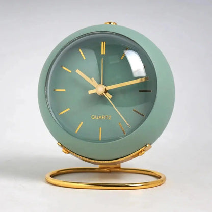 Alarm Clock Silent Quartz Luminous Hands & Gold Stand