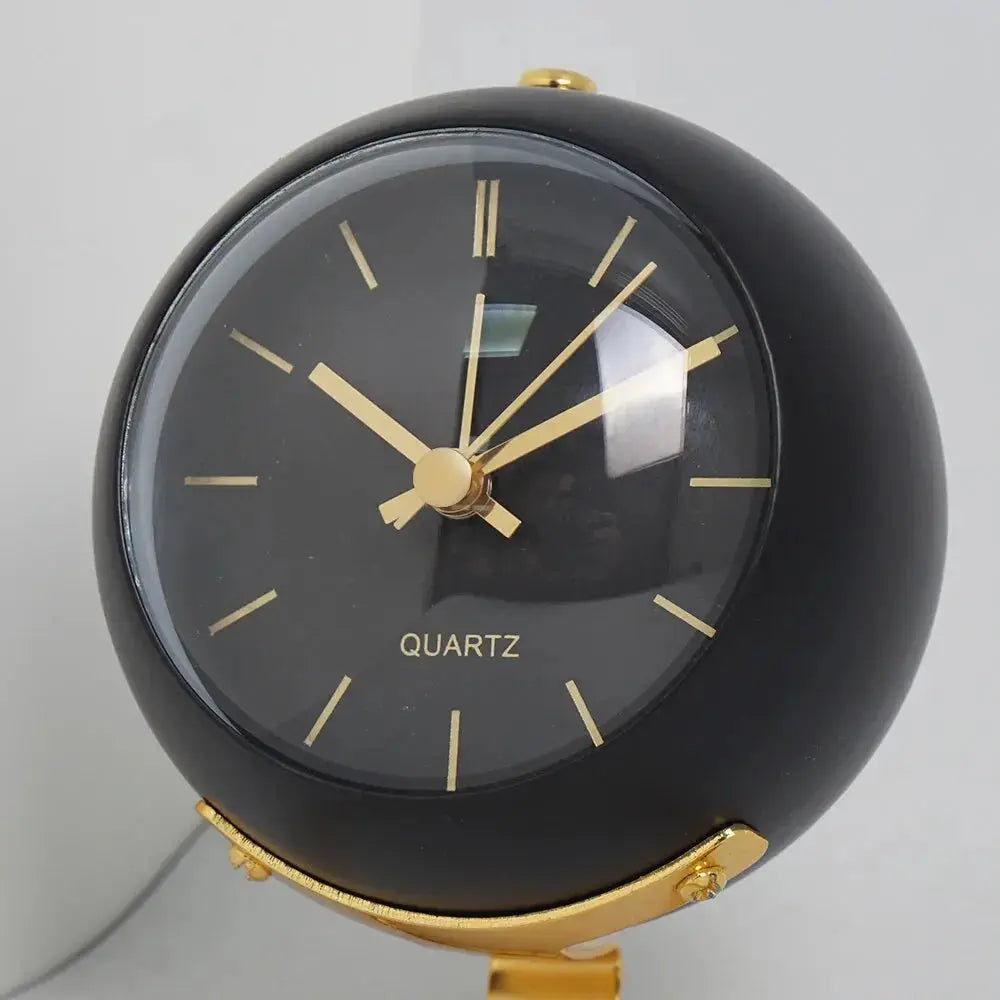 Alarm Clock Silent Quartz Luminous Hands & Gold Stand