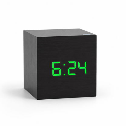 Alarm Clock Wood Grain LED Time Date & Temp