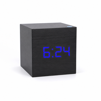 Alarm Clock Wood Grain LED Time Date & Temp