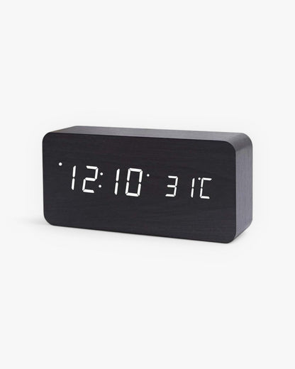 Alarm Clock Wooden LED Temperature & Humidity