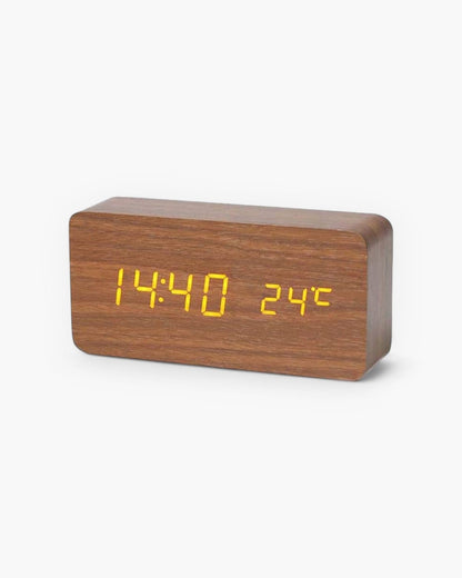 Alarm Clock Wooden LED Temperature & Humidity