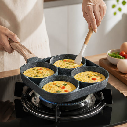 Aluminum Non-Stick 4-Compartment Omelet Pan
