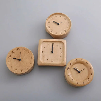 Analog Alarm Clock Silent Tick-Free Movement Solid Beechwood