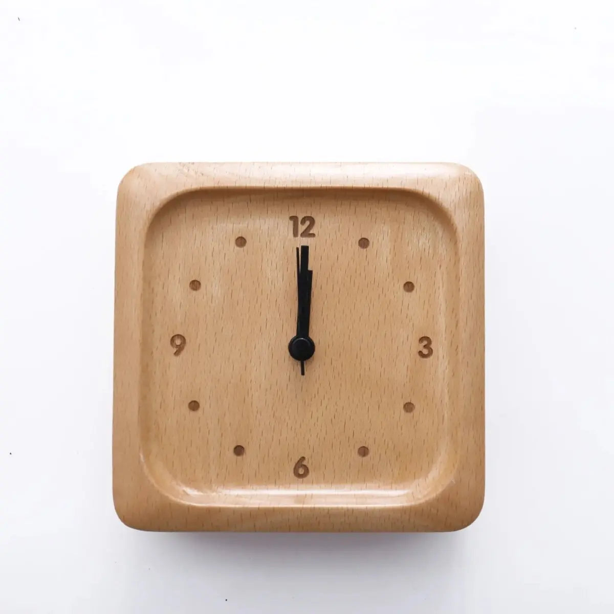 Analog Alarm Clock Silent Tick-Free Movement Solid Beechwood