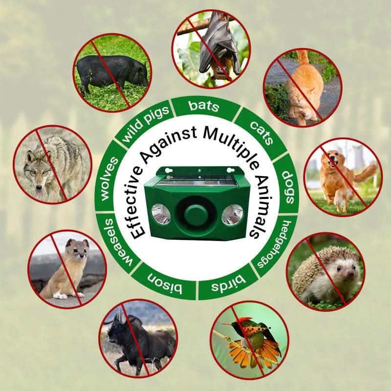 Animal Repellent Solar-Powered Flashing LED 33 Ft Range