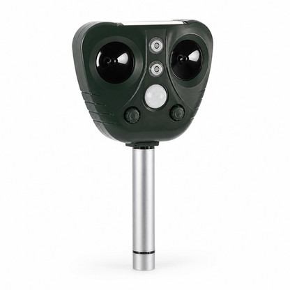 Animal Repeller Solar-Powered Motion-Activated Dual Ultrasonic Speakers & LED