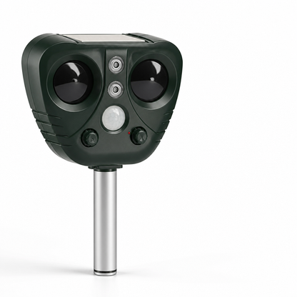 Animal Repeller Solar-Powered Motion-Activated Dual Ultrasonic Speakers & LED