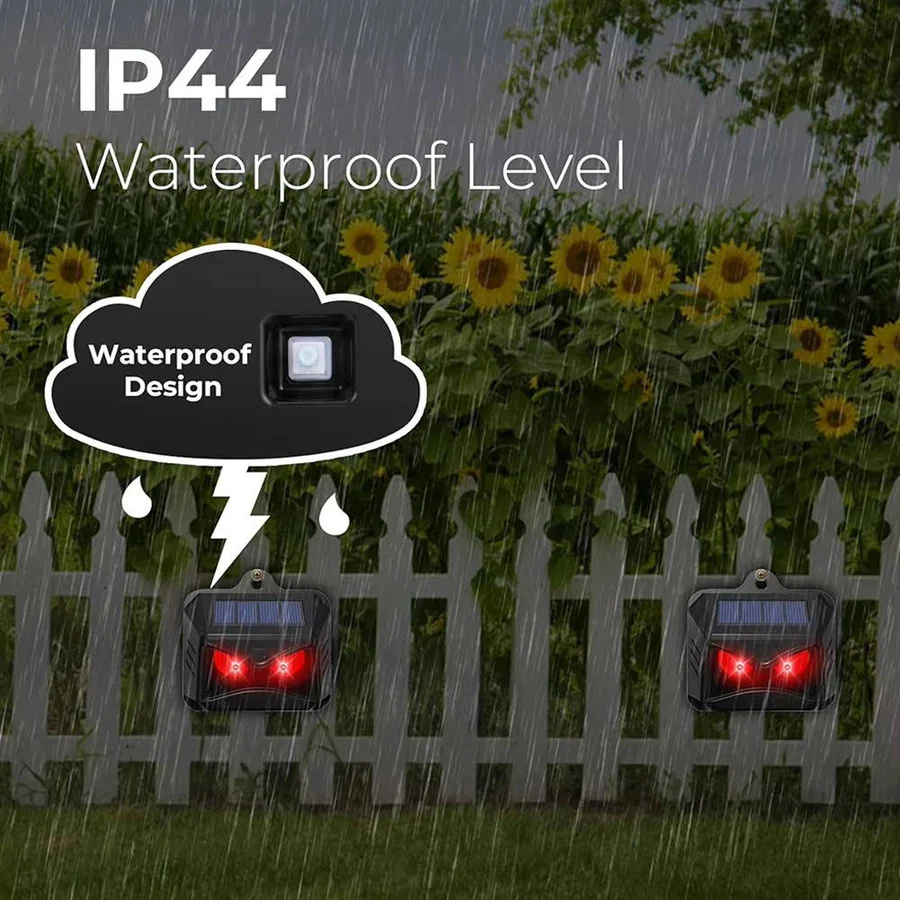 Animal Repeller Solar Ultrasonic & Blinking LED Pet-Safe