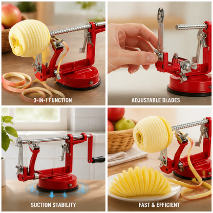 Apple Peeler 3-in-1 Stainless Steel Suction Base