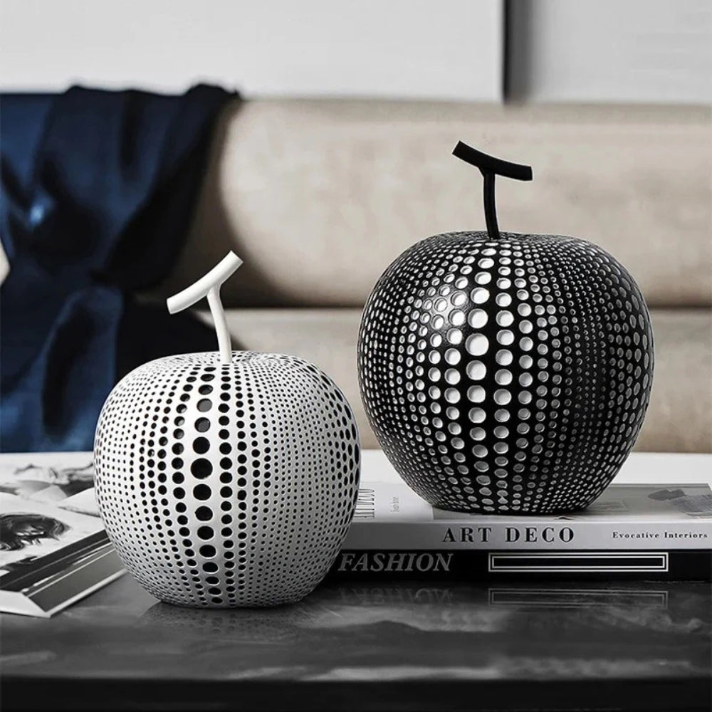 Apple Sculpture Resin Perforated Dot Pattern