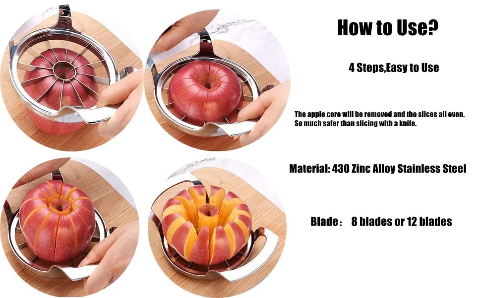 Apple Slicer 12-Slice Stainless Steel & Ergonomic Handles