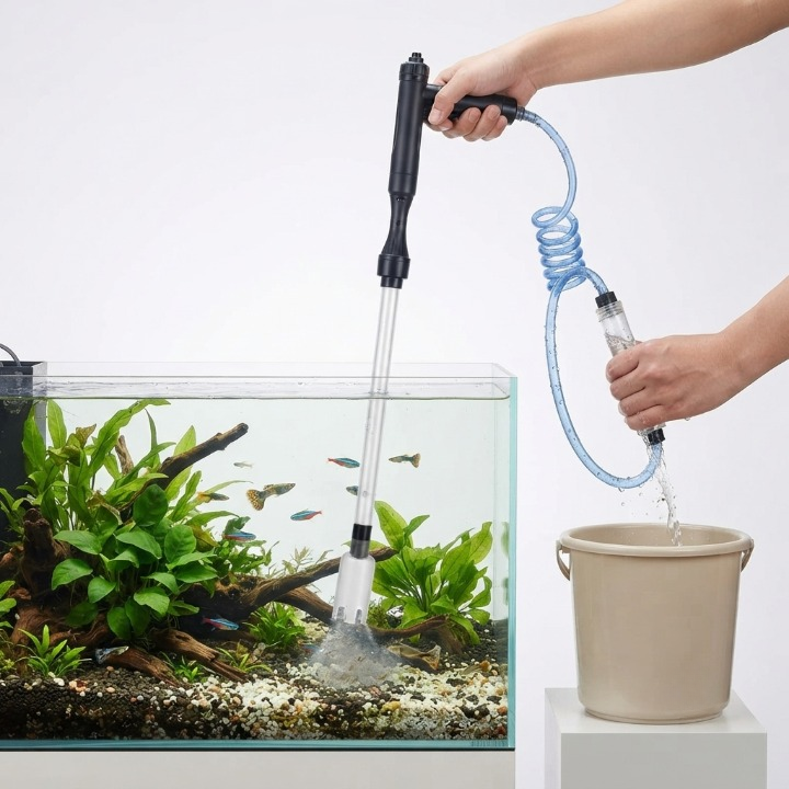 Aquarium Gravel Vacuum Automatic Battery-Powered Adjustable Tubes