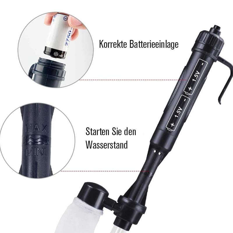 Aquarium Water Changer Battery-Powered Adjustable Tubes & Filter Bag
