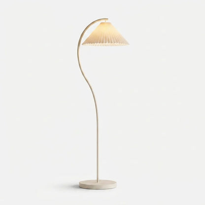Arc Floor Lamp Pleated Fabric Shade Dimmable LED
