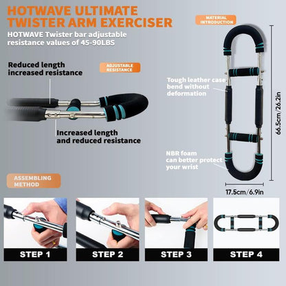 Arm Twister Trainer Adjustable Resistance & Non-Slip Foam Grip