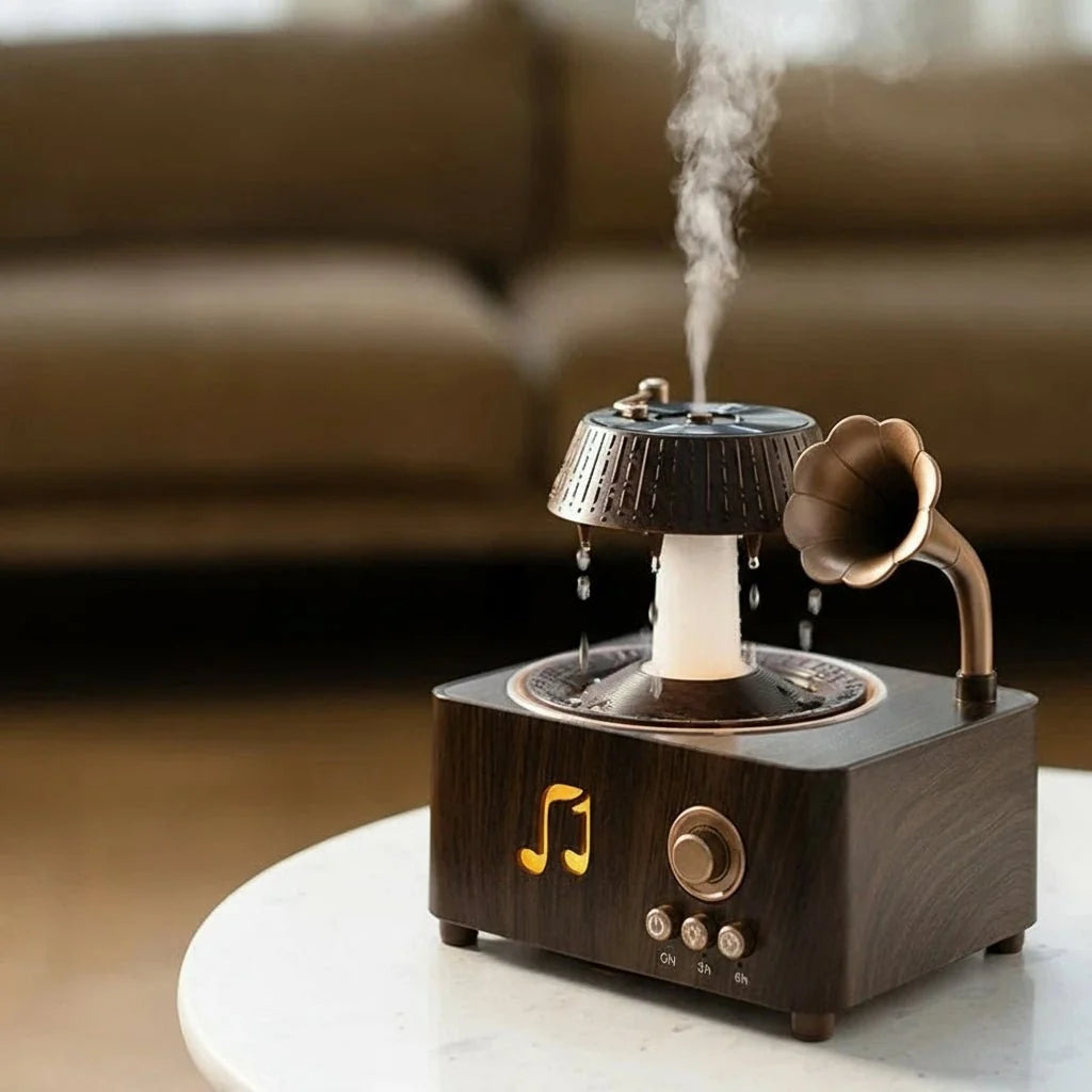 Aroma Diffuser Gramophone Style Rain Effect LED Timer
