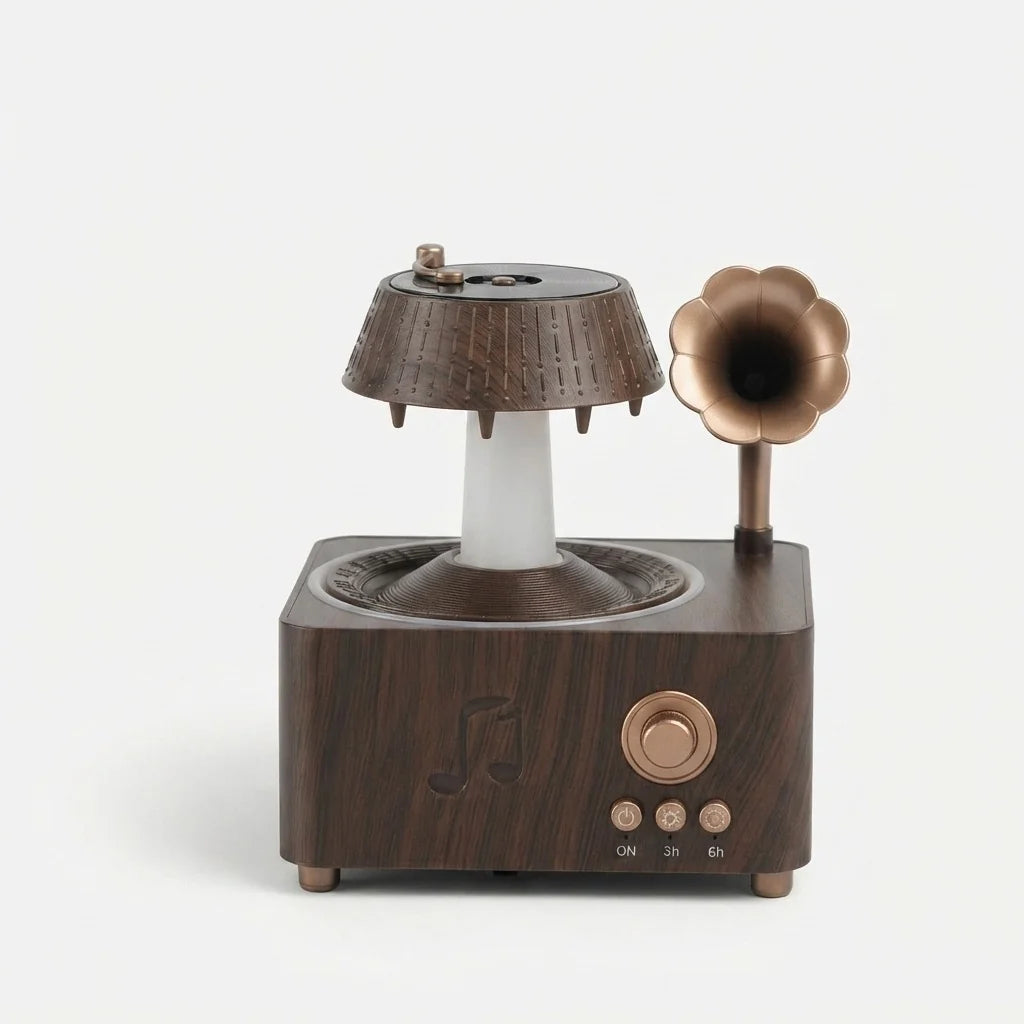Aroma Diffuser Gramophone Style Rain Effect LED Timer