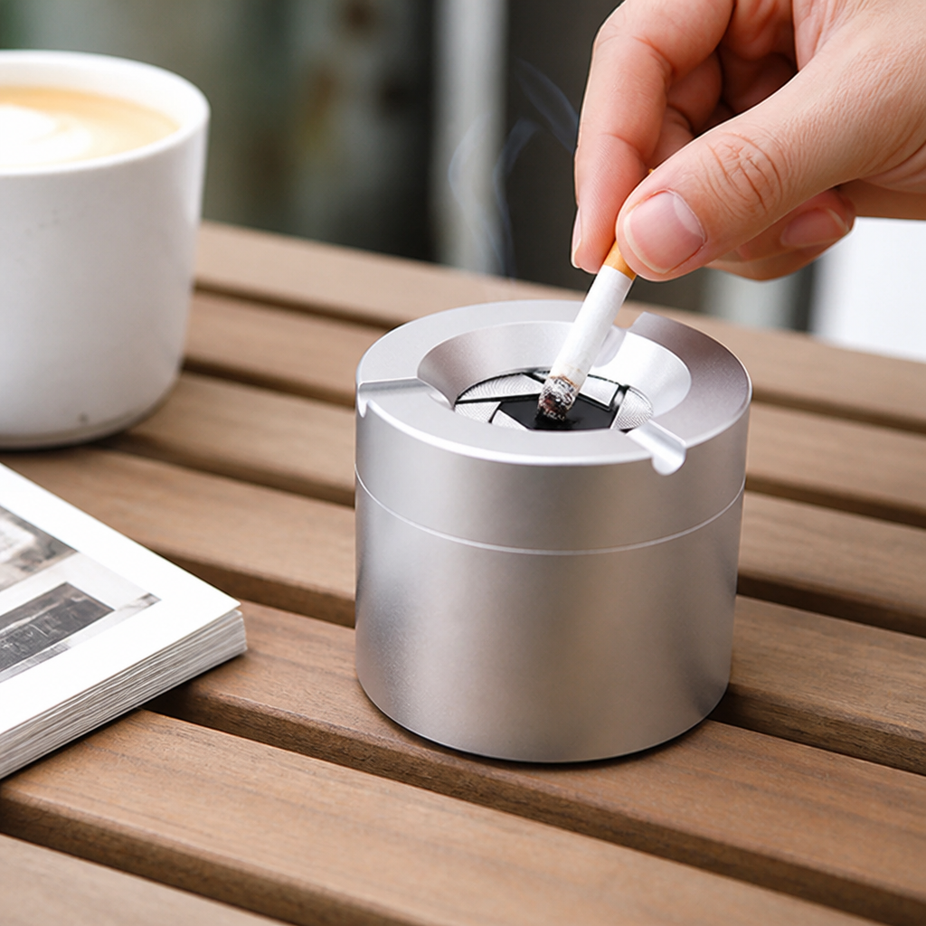 Ashtray Stainless Steel Odor-Tight Twist Lid