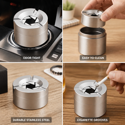 Ashtray Stainless Steel Odor-Tight Twist Lid