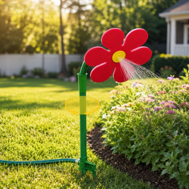 Auto Rotating Lawn Sprinkler Fine Mist Cooling Ground Spike