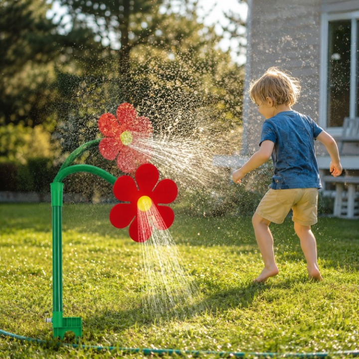 Auto Rotating Lawn Sprinkler Fine Mist Cooling Ground Spike