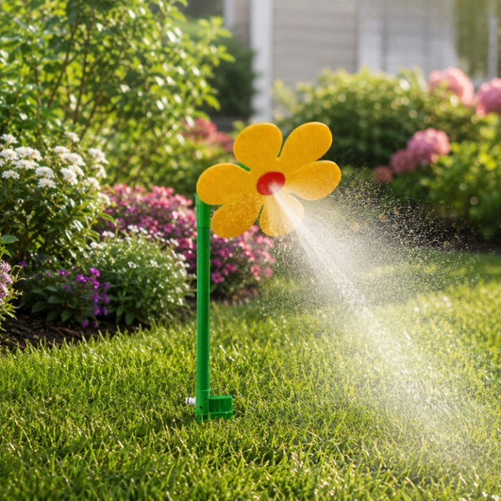 Auto Rotating Lawn Sprinkler Fine Mist Cooling Ground Spike