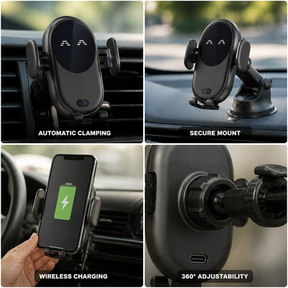 Automatic Clamping Mount Wireless Car Charger (15W Fast Charging)