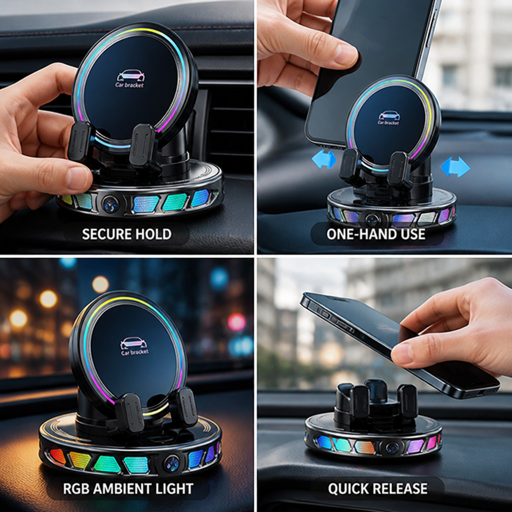 Automatic One-Hand RGB Car Phone Mount