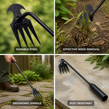 Back-Friendly Manganese Steel Weed Puller (4-Tine)