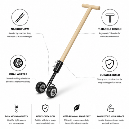 Back-Friendly Upright Weed Remover with Wheels (8-Cm Working Width)