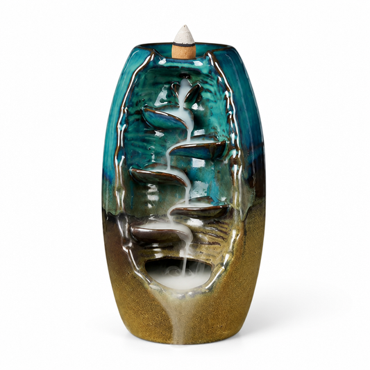 Backflow Incense Burner Handmade Ceramic Smoke Waterfall 50 Cones