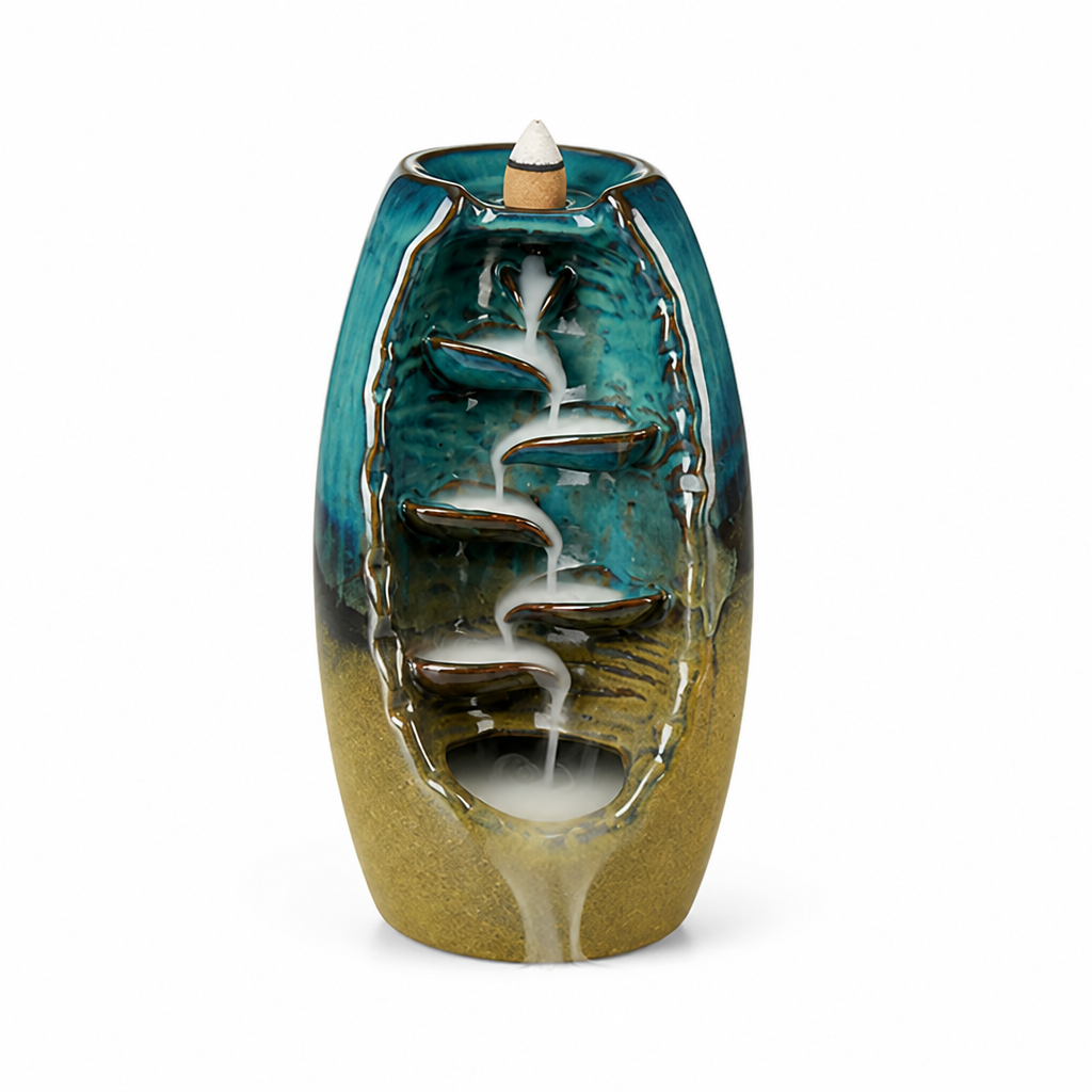 Backflow Incense Burner Handmade Ceramic Smoke Waterfall 50 Cones