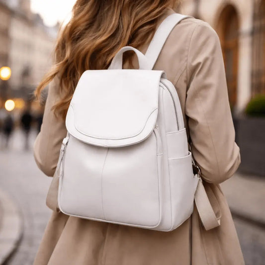 Backpack Anti-Theft Concealed Back Zipper Embossed PU Leather