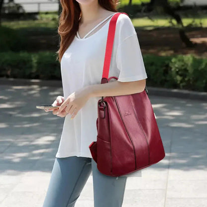 Backpack Anti-Theft Hidden Rear Zipper 3-Way Convertible Faux Leather