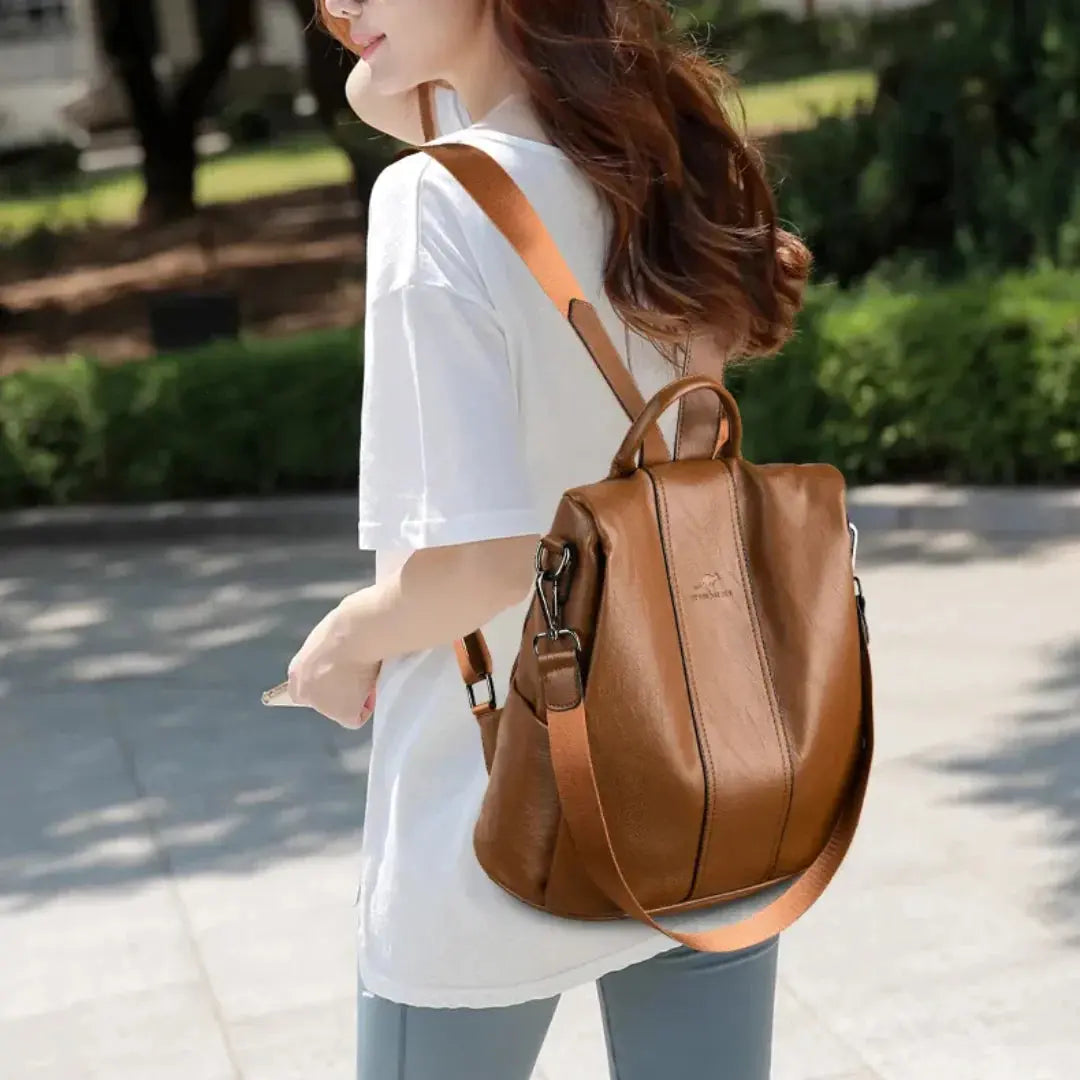 Backpack Anti-Theft Hidden Rear Zipper 3-Way Convertible Faux Leather