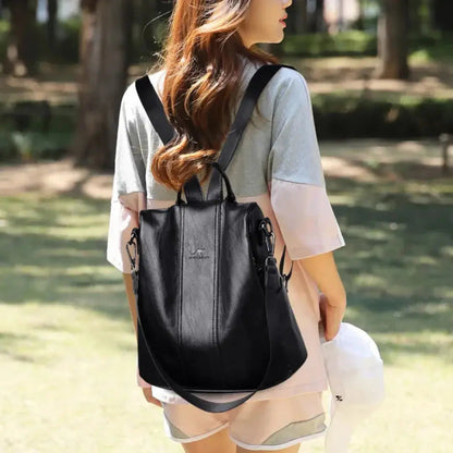 Backpack Anti-Theft Hidden Rear Zipper 3-Way Convertible Faux Leather