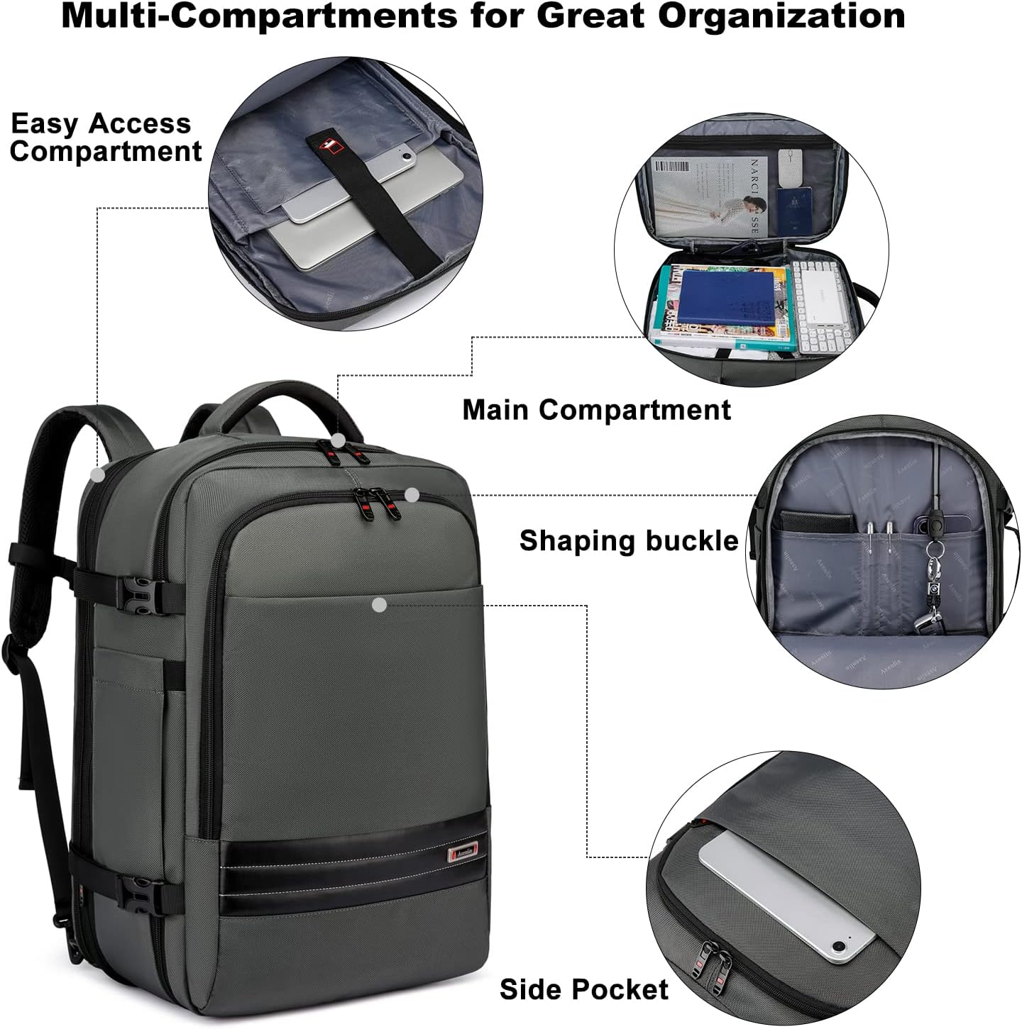 Backpack Expandable 45-55L Padded Laptop Compartment & Trolley Sleeve