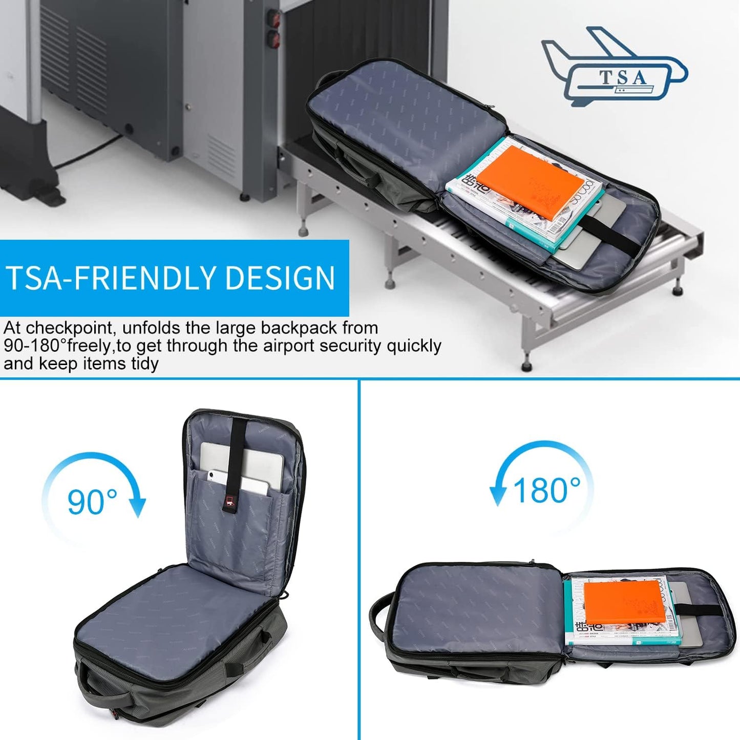 Backpack Expandable 45-55L Padded Laptop Compartment & Trolley Sleeve