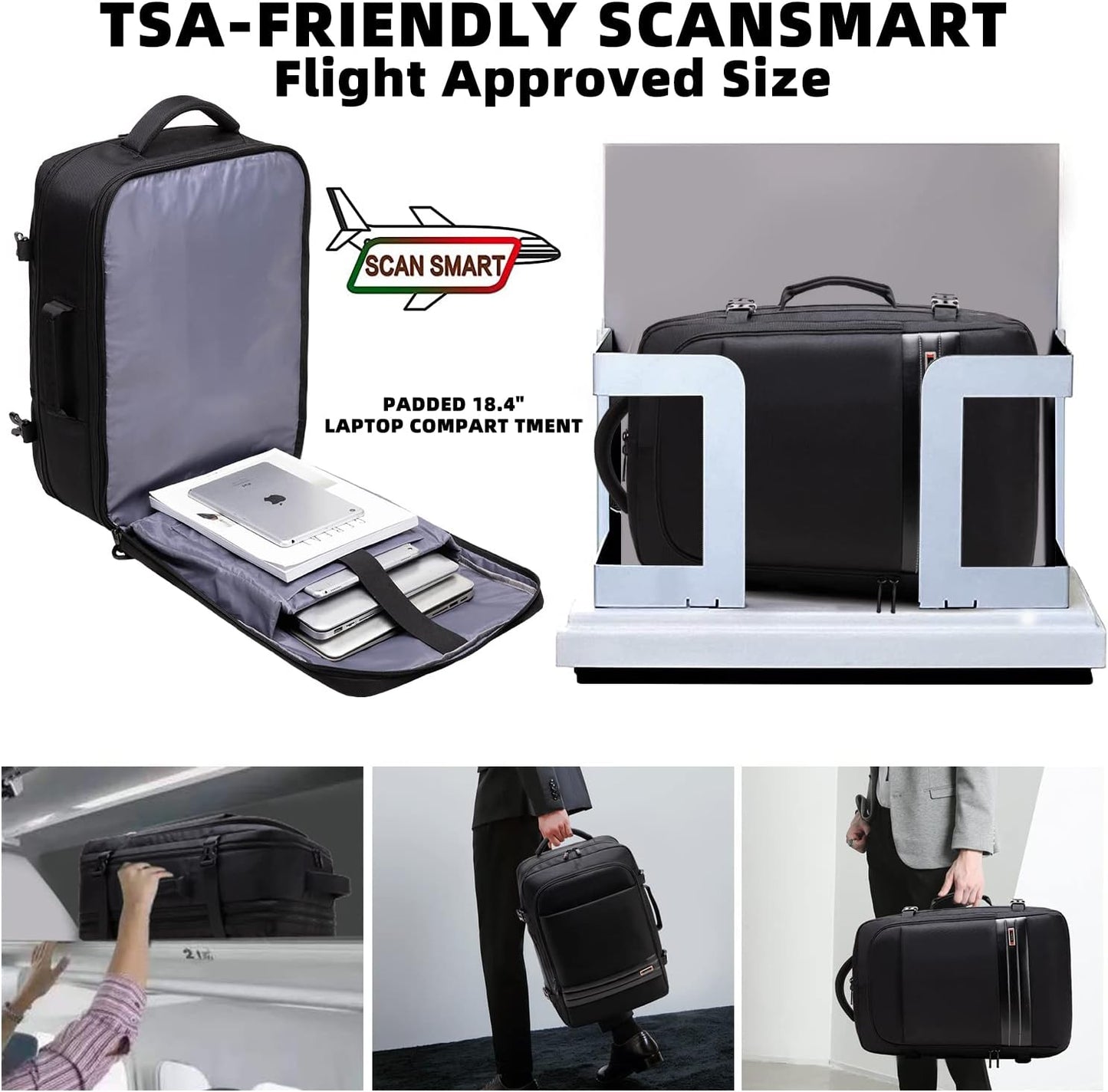 Backpack Expandable 45-55L Padded Laptop Compartment & Trolley Sleeve