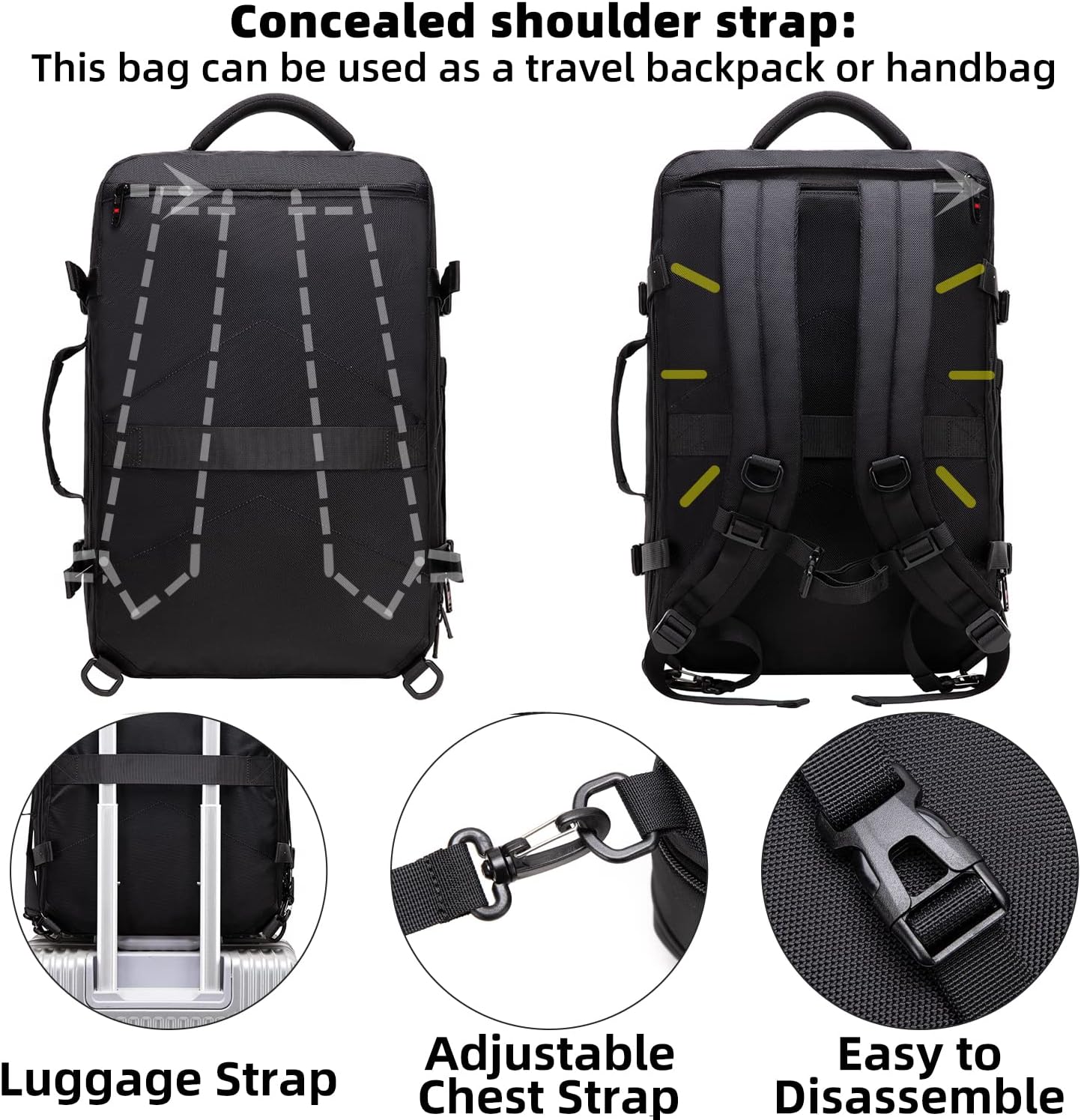 Backpack Expandable 45-55L Padded Laptop Compartment & Trolley Sleeve
