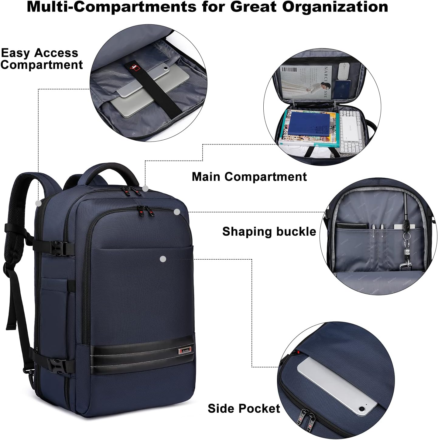 Backpack Expandable 45-55L Padded Laptop Compartment & Trolley Sleeve