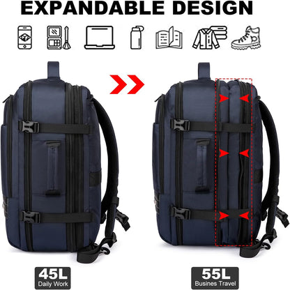 Backpack Expandable 45-55L Padded Laptop Compartment & Trolley Sleeve