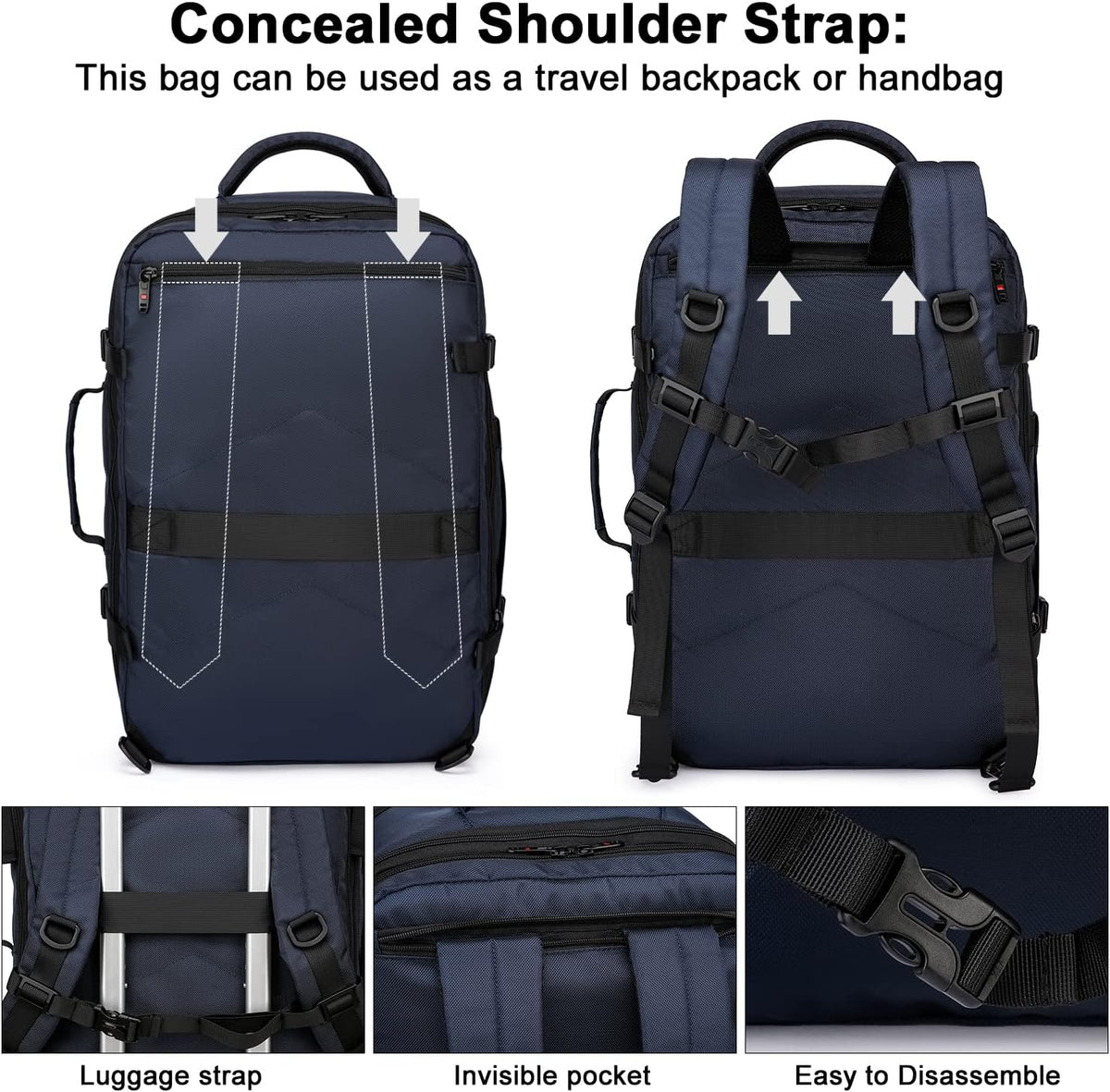 Backpack Expandable 45-55L Padded Laptop Compartment & Trolley Sleeve